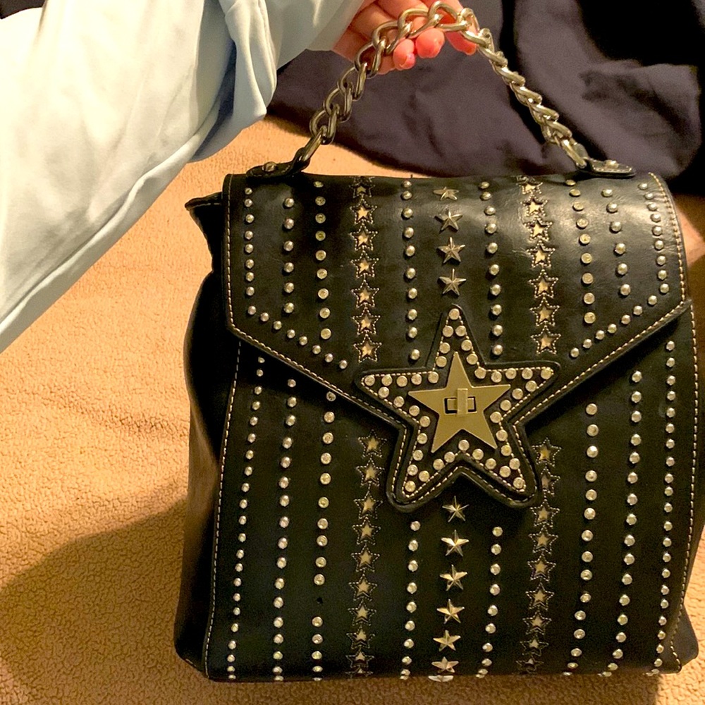 Studded star Genuine leather purse backpack